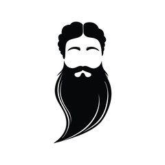 Fototapeta premium Man with long beard and braided hair black silhouette