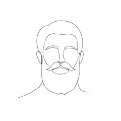 Minimalist line art drawing of a man with a beard