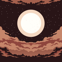 vector sky and moon background