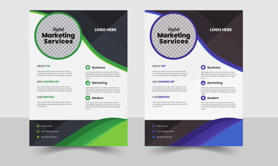 create corporate business flyer design templet set. A4 format flyer or brochure for corporate business advertising vector abstract design. modern style and minimalist concept .