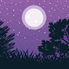 moon and sky vector illustrasion