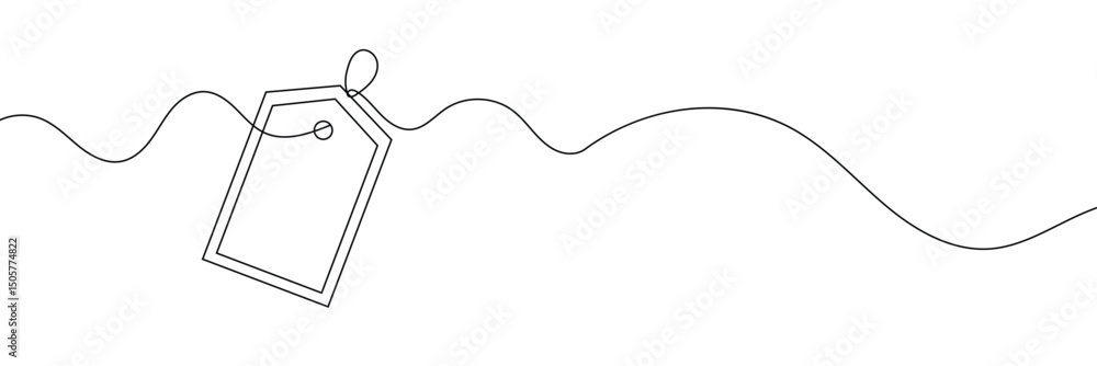 Poster one continuous line drawing of paper tea bag, continuous line drawing of paper tea bag, discount tag