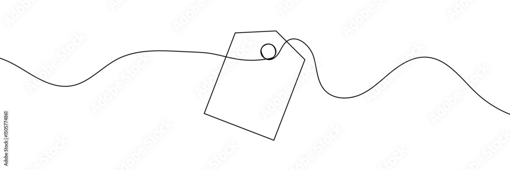 Poster one continuous line drawing of paper tea bag, continuous line drawing of paper tea bag, discount tag