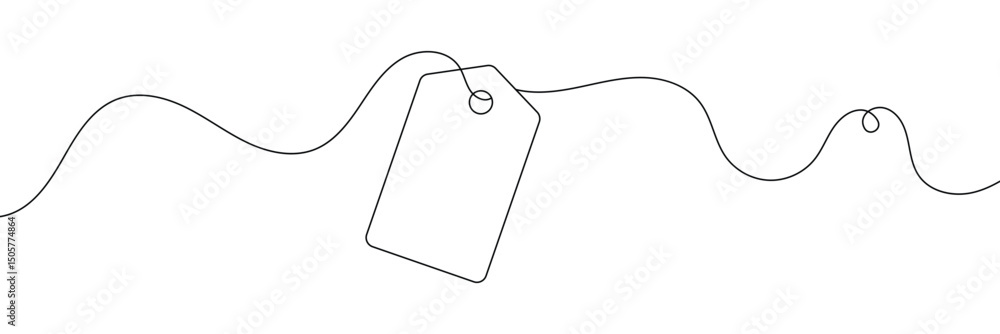 Poster one continuous line drawing of paper tea bag, continuous line drawing of paper tea bag, discount tag