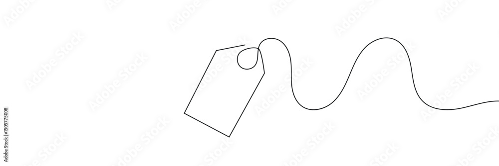 Poster one continuous line drawing of paper tea bag, continuous line drawing of paper tea bag, discount tag