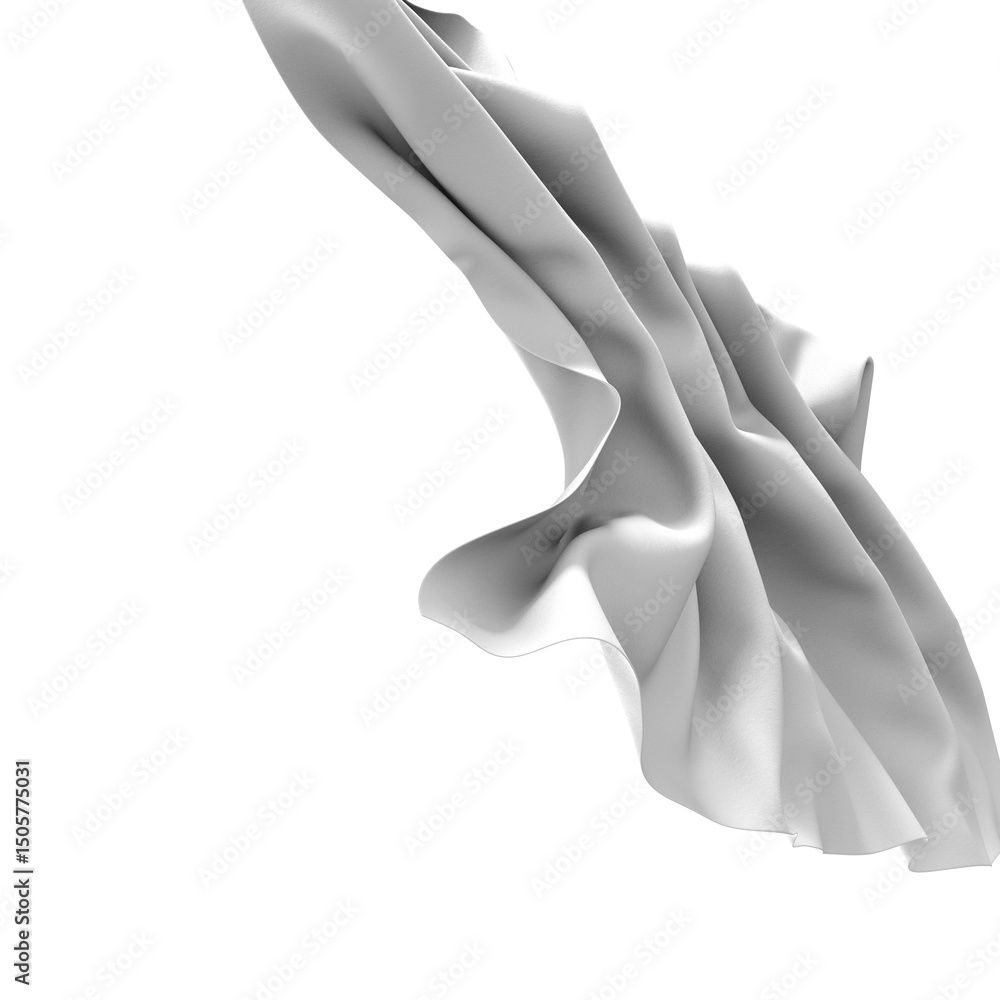 Leinwandbilder A close-up image of white fabric with a smooth texture and soft folds. The fabric is lit from above, creating subtle shadows and highlights.