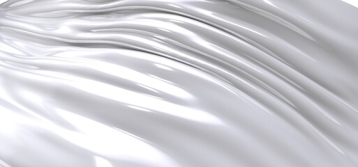 Close-up image of a white fabric, showcasing its texture and flowing drapes. The folds and curves...