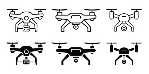 Vector drone icon set black color © Pallobroy