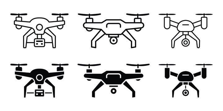 Vector drone icon set black color