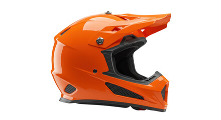 Isolated Orange Motocross Helmet