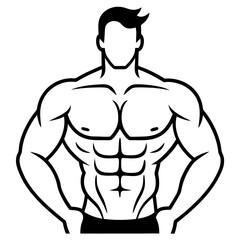 Fototapeta premium Athletic muscular bodybuilder silhouette illustration showing strength fitness and healthy lifestyle