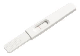Home pregnancy test showing a negative result with a single line on transparent background.
