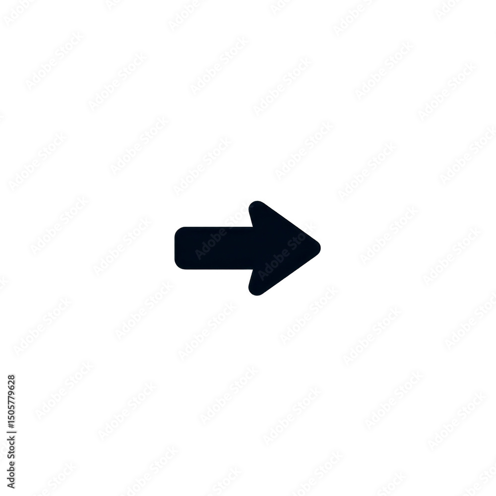 Poster simple black right arrow icon on transparent background, often used for navigation or indicating dir