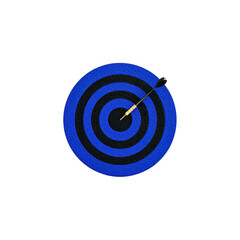 Blue and black dartboard with single dart in bullseye symbolizes precision and success. circular target design is commonly used in games and sports for accuracy practice