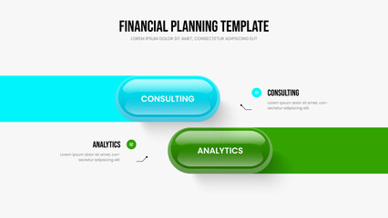 Obraz premium Professional Forecast 2 Step Infographic Slideshow Layout. Advertising Plan Frame Design Vector Illustration. Financial Profile Two Option Diagram Slide Template.