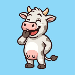 Cow Cartoon Mascot Laugh Illustrations