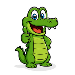 Fototapeta premium Cute Crocodile Cartoon Mascot Alligator Hand Thumb Illustration