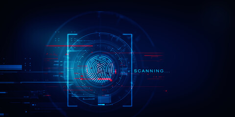 2d Illustration Fingerprint Scanning Technology Concept 

