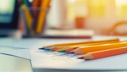 Yellow Pencils on a Planning Sheet on a Desk
