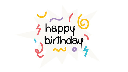 Happy Birthday Party Text With Colorful Doodle Background Design Vector