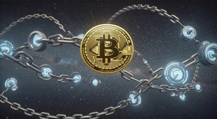 Bitcoin blockchain cryptocurrency digital currency chain - Powered by Adobe