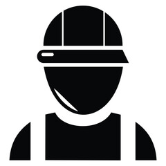 Construction worker icon vector. Silhouette of construction worker icon vector. Business person project manager engineer architect vector. Vector illustration. 