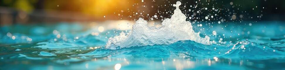 Joyful water splashing, vibrant droplets suspended mid-air, glistening sunlight reflecting off the surface Perfect for themes of refreshment, nature, and pure fun , joyful, garden