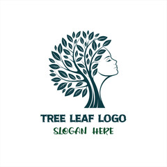Tree Leaf Human Logo Design on White Background