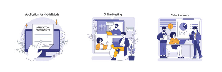 Hybrid Work. Flat Vector Illustration