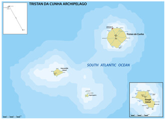 Map of the Tristan da Cunha archipelago, British Overseas Territory