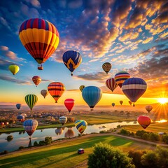 Obraz premium A Hot Air Balloon Festival At Sunrise