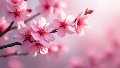 Fototapeta premium Delicate pink sakura blossoms, intricate branch pattern , flourish, branch