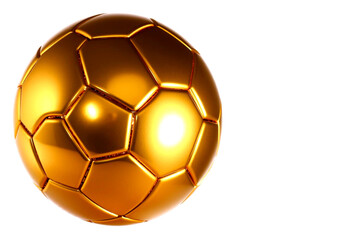 Golden Soccer Ball with Shiny Surface on White Background