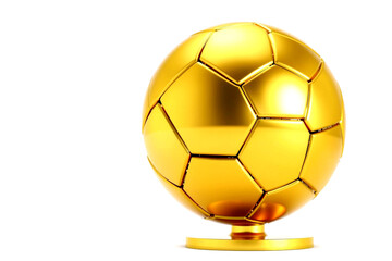 Golden Soccer Ball Trophy on a Pedestal with Reflective Surface