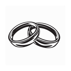 Fototapeta premium Black and white Gold wedding ring design vector isolated on white background.
