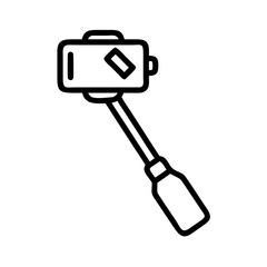 Smartphone selfie stick icon line art illustration