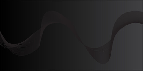 Abstract black and white vector design features curved lines and light waves