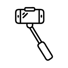 Smartphone selfie stick icon line art illustration