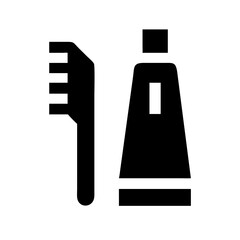 Simple toothbrush and toothpaste icon graphic