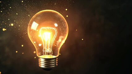 Glowing light bulb sparks creativity in dynamic motion - Powered by Adobe