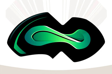 Vibrant Green and Black Abstract Infinity Symbol with Radiant Background