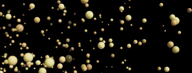 Beautiful abstract image of beige spheres floating on a black background. Perfect for website banners or presentations.
