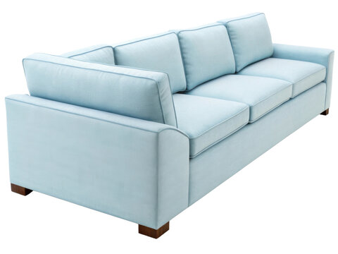 Cotton Sectional Sofa cozy cotton sectional sofa in soft blue, PNG on transparent background