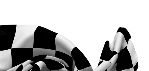 Black and white checkered racing flag, dramatically draped. Perfect for sports, competition, or...