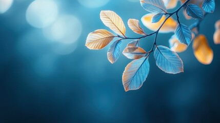 Autumnal leaves on branch