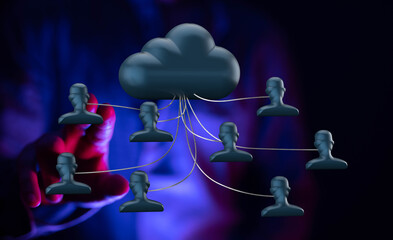 Illustrative image of cloud computing, data sharing, and secure network collaboration.