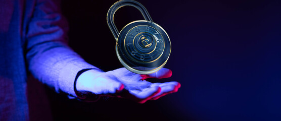 Secure your data!  Image depicts a digital lock symbolizing online security and privacy.