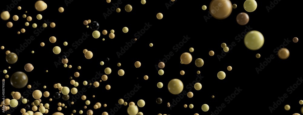 Aufkleber beautiful abstract background with many beige and brown spheres floating in the dark. perfect for de