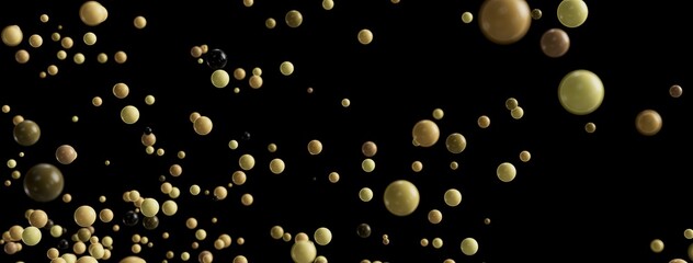 Beautiful abstract background with many beige and brown spheres floating in the dark. Perfect for design projects.