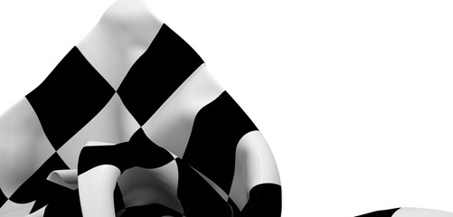 Close-up of a checkered flag, perfect for racing, sports, or competition themes. High-resolution...